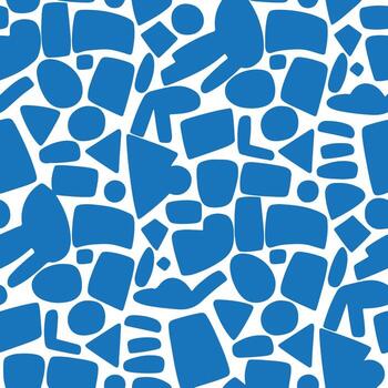 Abstract Shapes in Blue, Repeating Composition on White vector