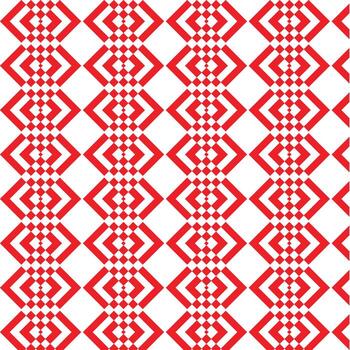 Repeating Red Geometric Rhombus and Square Shapes on White vector