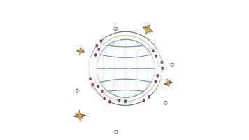 klot rutnät med cirkulär data knutpunkter 2d objekt klotter animation. cirkulär strukturera värld. global nätverk kretsande poäng animerad platt element isolerat på vit bakgrund. tecknad serie 4k teckning video