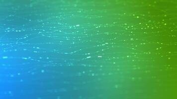 abstrato fundo com brilhando partículas e ondulado linhas em uma azul e verde gradiente. futurista digital conceito. video