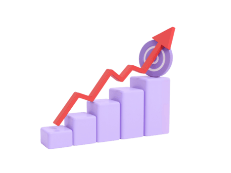 estilizado representación vitrinas escalado bar grafico culminante en éxito objetivo en aislado ajuste png