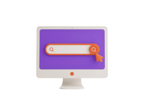 minimalista digital computadora pantalla con vibrante buscar bar y cursor en un transparente ajuste png