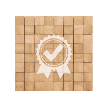 Symbol of validation assurance resting atop a surface of wooden cubes, conveying a message of trust png