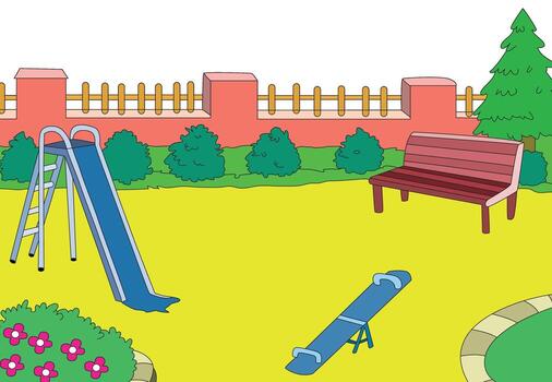 A playground with various swings vector