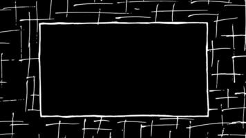 vit wiggly hand dragen rektangulär ram klotter kors och tvärs streckad bakgrund på alfa video