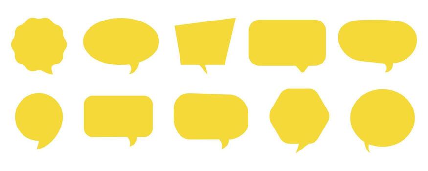 Yellow speech bubble shapes for messages, chat, conversation, comments, and communication design vector