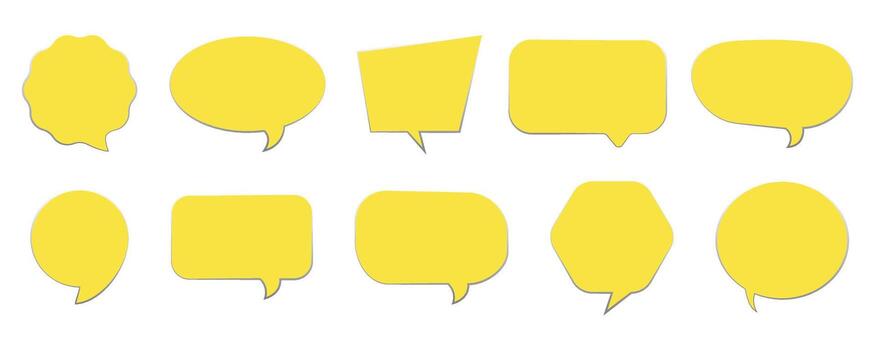 Yellow speech bubble shapes set for messages, chat, conversation, comments, and communication design vector
