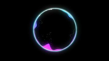 circular neón audio visualizador con brillante ligero y sonido ola efecto en un negro fondo, Perfecto para música y fiesta temas video