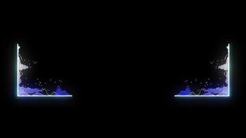 abstrakt lysande blå digital ram element med gnistrande partiklar på en svart bakgrund, perfekt för kreativ design video