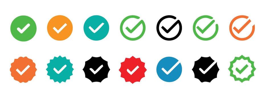 Modern Checkmark Icon Set Flat and Outline Style vector