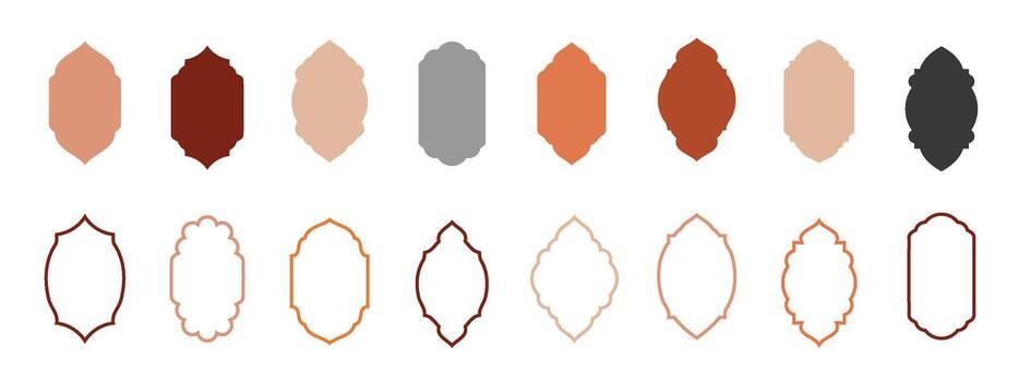 contorno islámico ventana marcos conjunto para aplicación y web ui vector