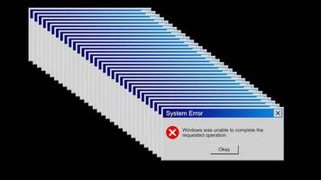 animação do computador janela com sistema erro mensagem dentro uma linha em transparente fundo video