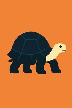 Stylized illustration of a walking tortoise with a dark shell and light head vector