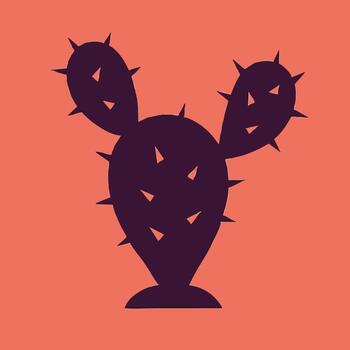 Stylized Cactus Illustration with Spikes and Simple Design vector