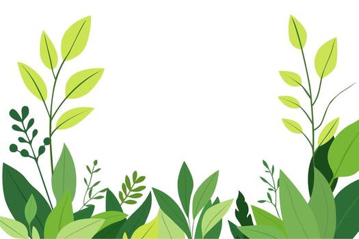 Minimalist Green Tropical Leaf Background Illustration with Empty Space in the Middle for Text, Natural Element, and Fresh Plant vector