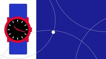 en levande röd och blå armbandsur står ut mot en dynamisk bakgrund, sammanslagning lekfull Färg med funktionell precision video