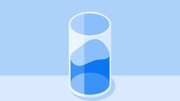 A transparent glass of water is filled halfway, creating a minimalist visual that symbolizes balance, moderation, and perspective video