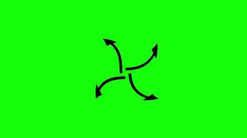 flera riktningar grön skärm pil prickad animering med strömmande pilformad prickad mönster i sömlös rörelse. perfekt för riktnings visuell effekter, vriden pil överlägg. video