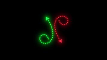 Multi-Directional Glowing Red and blue arrows dotted animation with flowing arrow-shaped dotted patterns in seamless motion. Perfect for directional visual effects, red and green overlays. video
