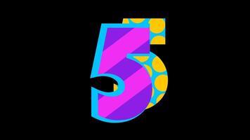 abstrakt retro mönster siffra fem ikon animering video