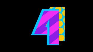 abstrakt retro mönster siffra fyra ikon animering video