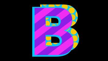 Abstract retro pattern alphabet letter B icon animation video