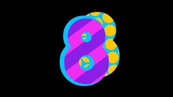 abstrakt retro mönster siffra åtta ikon animering video