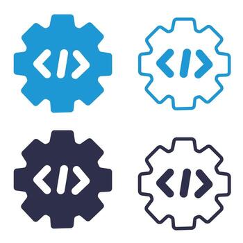 Code and Development Gear Icons vector