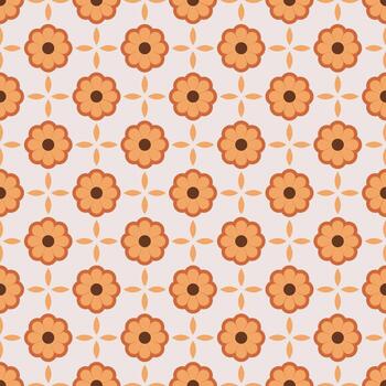 Retro Floral Flower with Crosses Repeating Seamless Design Decorative Pattern vector