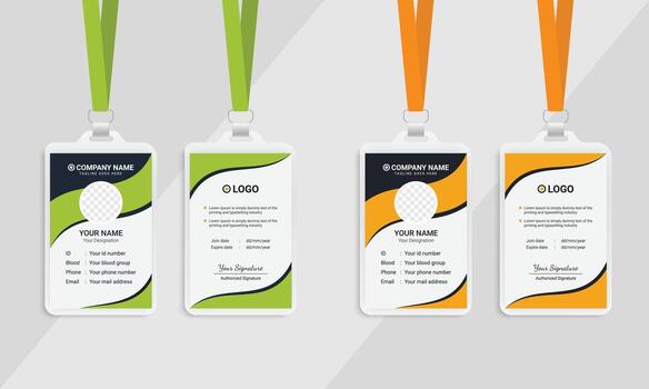Modern id card design template bundle, Office employee Id card, Unique and simple Id card design with two color variation. vector