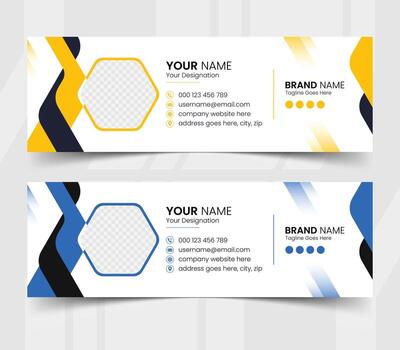 Modern business email signature template with professional design and contact information, isolated on white background vector