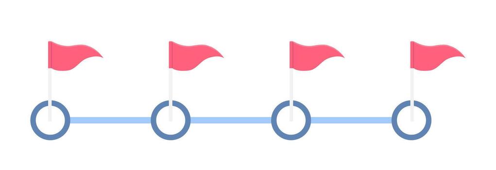 Visual representation of a progress tracker with flags vector