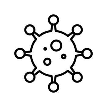 Isolated black line drawing shows cell structure with spikes and internal dots white background vector