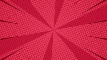 röd komisk bakgrund animering med halvton och Sol strålar. slinga rörelse design. lämplig för serier, grafik, affischer, etc. video