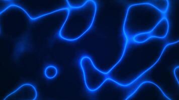 4k glowing blue fluid lines with smooth motion on dark abstract background video