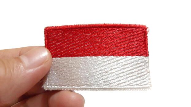 Indonesian Flag Patch Held by Hand photo