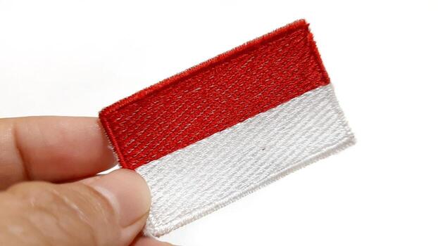 Patch of the Indonesian Flag Held in Hand photo