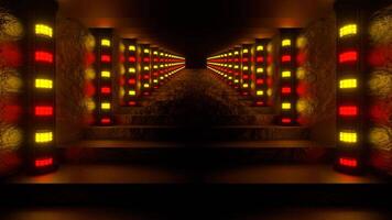 vermelho e amarelo néon coluna escadas fundo vj ciclo dentro 4k video