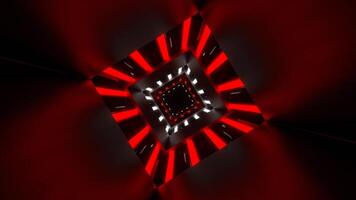 rojo y blanco neón cuadrado líneas marcha atrás túnel antecedentes vj lazo en 4k video