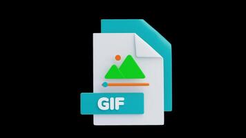 3d animazione di gif file 3d icona. file formato concetto video