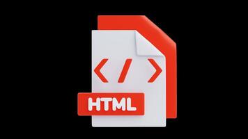 3d animação do html Arquivo 3d ícone. Arquivo formato conceito video