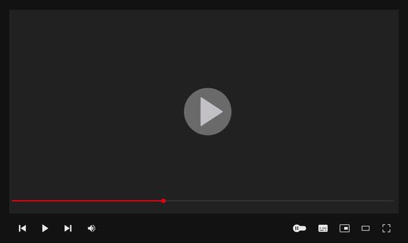 Dark Mode Player Mockup with Like, Share, Download, Subscribe, and Comment Buttons on Red Background Editable Web UI Template vector