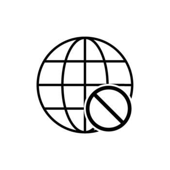 Globe Disconnect Icon in Outline Style for Offline and No Internet Connection vector