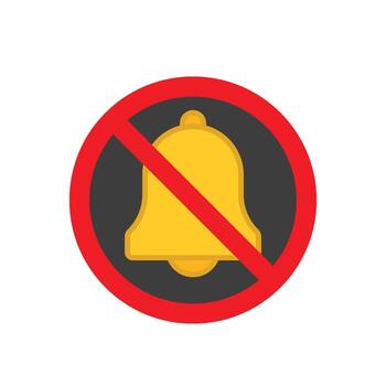 Bell with Slash Icon for Mute, Silent Mode or Disabled Notification vector