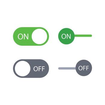 On off switch toggle button UI kit design, Power button icons in isolated white background vector