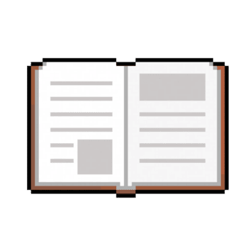 8 bit pixel arte di un Aperto libro con visibile pagine, su un' trasparente sfondo png