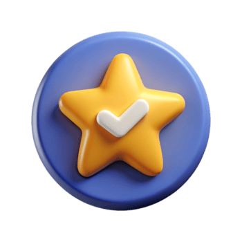 isolato su trasparente sfondo, un' d'oro stella con un' dai un'occhiata marchio, simboleggiante successo, risultato, e alta qualità prestazione nel un' visivamente attraente stile png