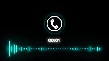 entrada ligar interface animação com audio forma de onda e cronômetro em Preto fundo video