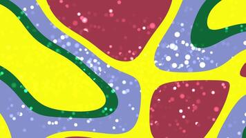 abstracts flytande partiklar dynamisk animering av vibrerande Färg plumpar morphing med gnistrande bokeh, skapande ett abstrakt, trendig bakgrund video