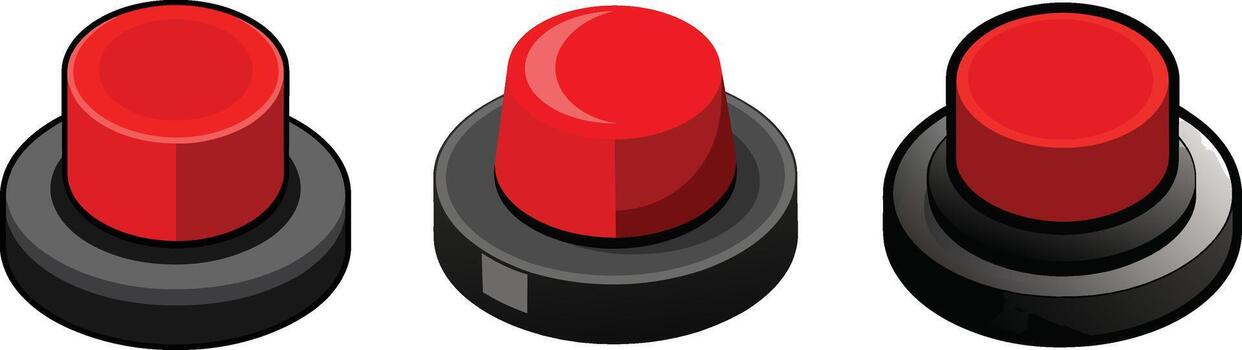 Various styles of classic red joystick isolated on white background vector